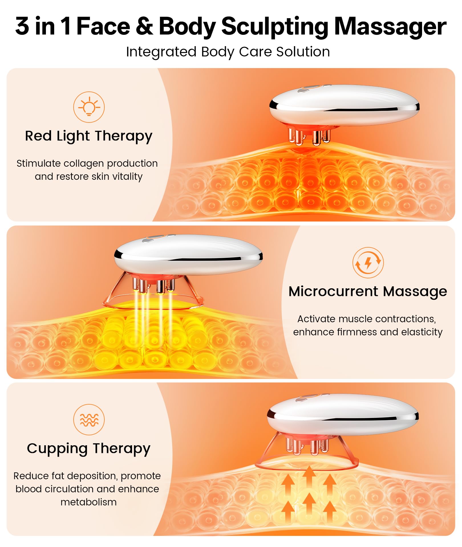 Dopsikn Body Sculpting Machine with Red Light Therapy for Face & Body, Cupping Therapy, Electric Cellulite Massage Tool with 2 Cups, Gift for Women, White: Pure White