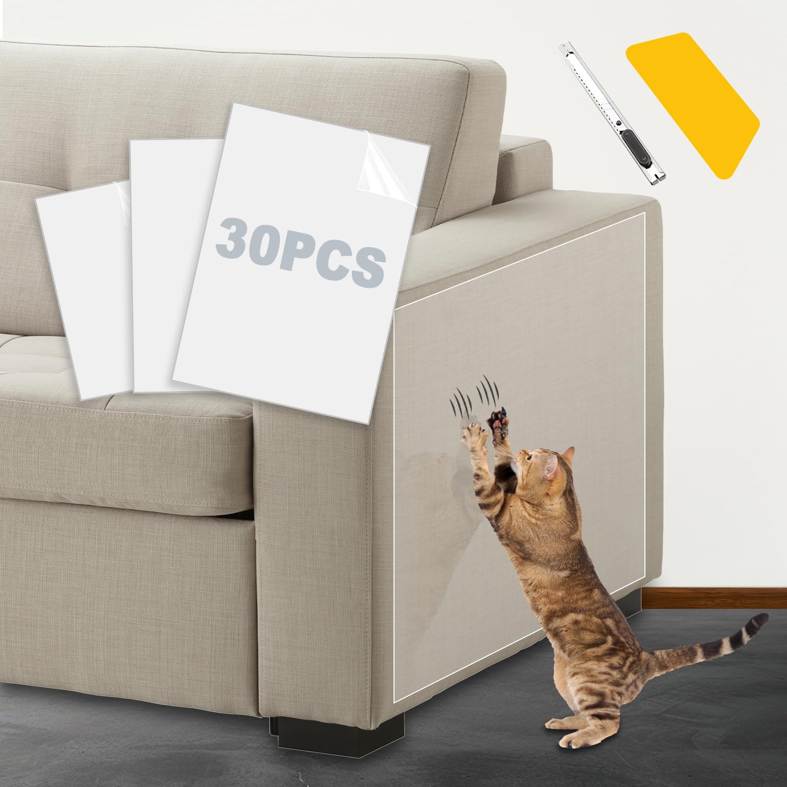 Protectores transparentes para muebles de gatos, 30 unidades, 40,6 x 30,5