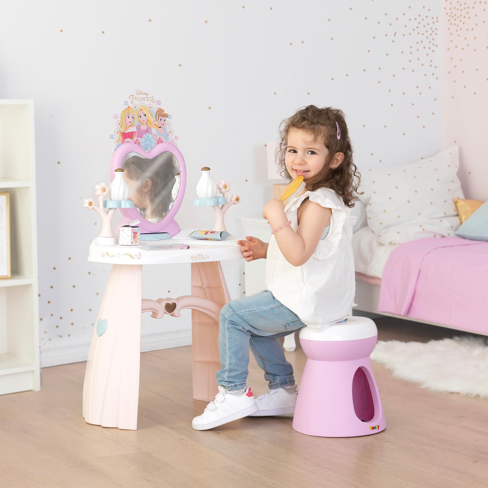 disney princess dressing table and stool Infans Kids Vanity Princess Makeup Dressing Table Stool Set W/ Mirror  Drawer Pink