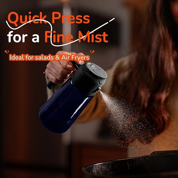 Experience precision and control with our innovative spray nozzle design, offering a fine mist with quick presses and a steady stream with slow ones. This reliable cooking oil sprayer is perfect for all culinary tasks, from sautéing to dressing salads. Our product promises not only to enhance your cooking experience but also to provide peace of mind, knowing that your oil remains pristine and flavorful for extended periods. Embrace this versatile, dual-function solution and elevate your kitchen routine today.