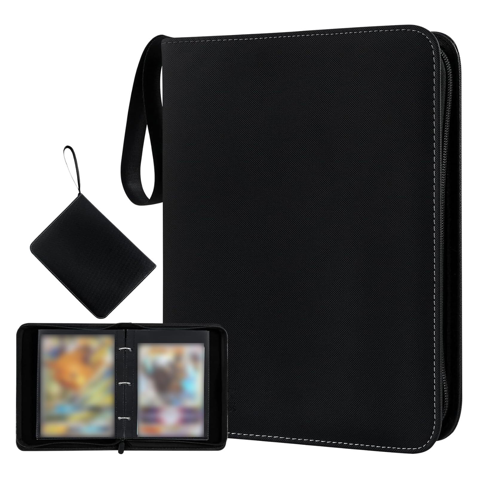 Card Binder Cards Case With 55 Sleeves, 4-Pocket Card Book Holder Fits 440 Cards for TCG Game Cards Collection, Sports Trading Cards Collector Album