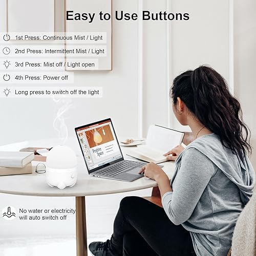 Miniatura 4 de Difusor de aromaterapia con pilas de 5.1 fl oz, difusor inalámbrico portátil para aceites esenciales con 7 luces LED que cambian de color,