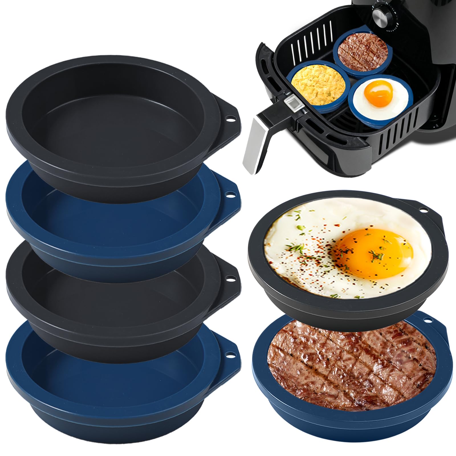 Webake Silikonowa forma do frytkownicy powietrznej 10 cm 6 sztuk do hamburgerów i mini tęczowych ciast