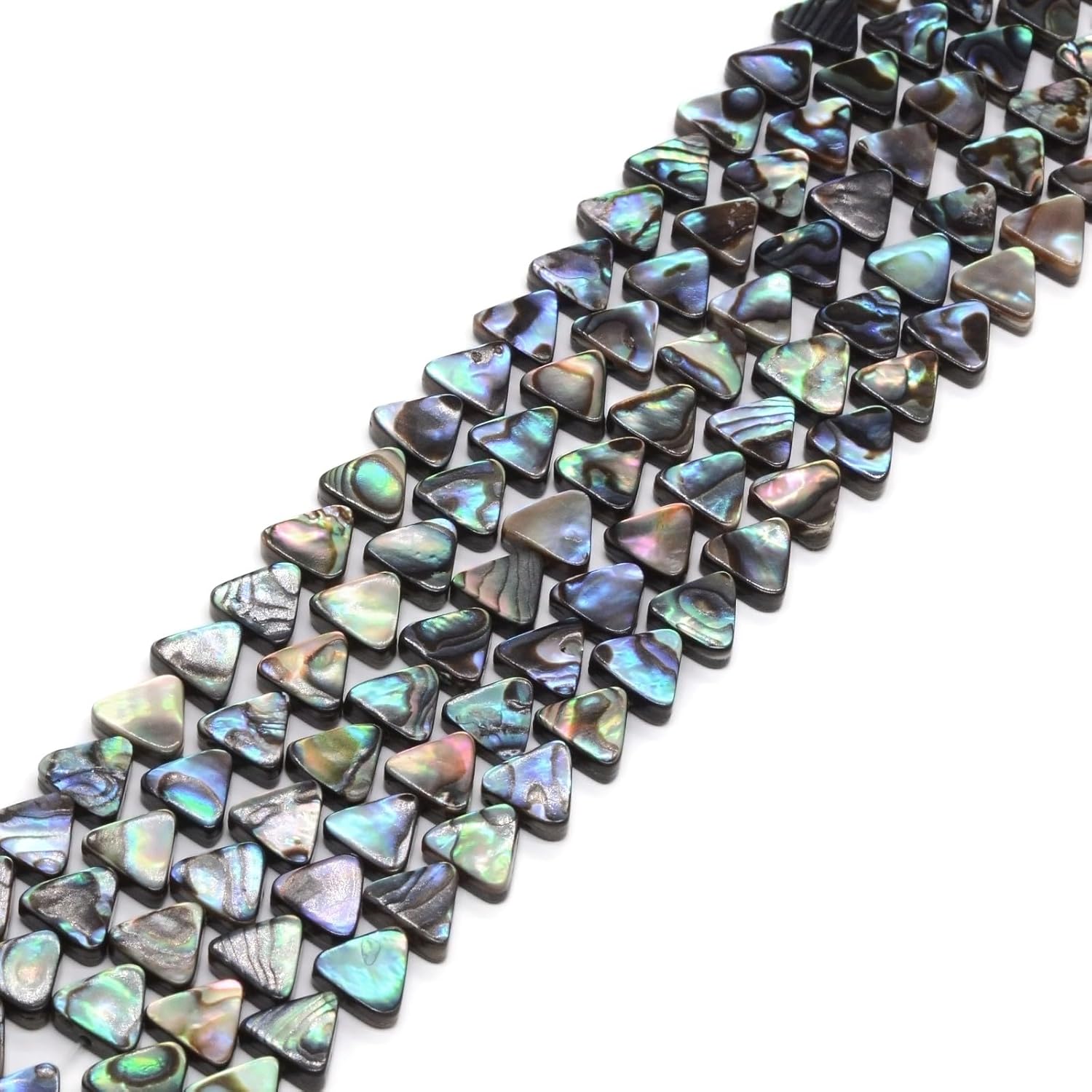Natural Abalone Shell 8mm Flat Triangle Loose Beads Strand 16"