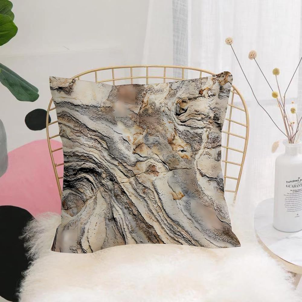 HYMSXW Cushion Cover,Throw Pillow Case Home Decorative for Living Room Bedroom Sofa Chair 20X20 Inch,Marble art, complex patterns of earth tones and wavy lines, natural layers and,Pillowcase 50X50cm