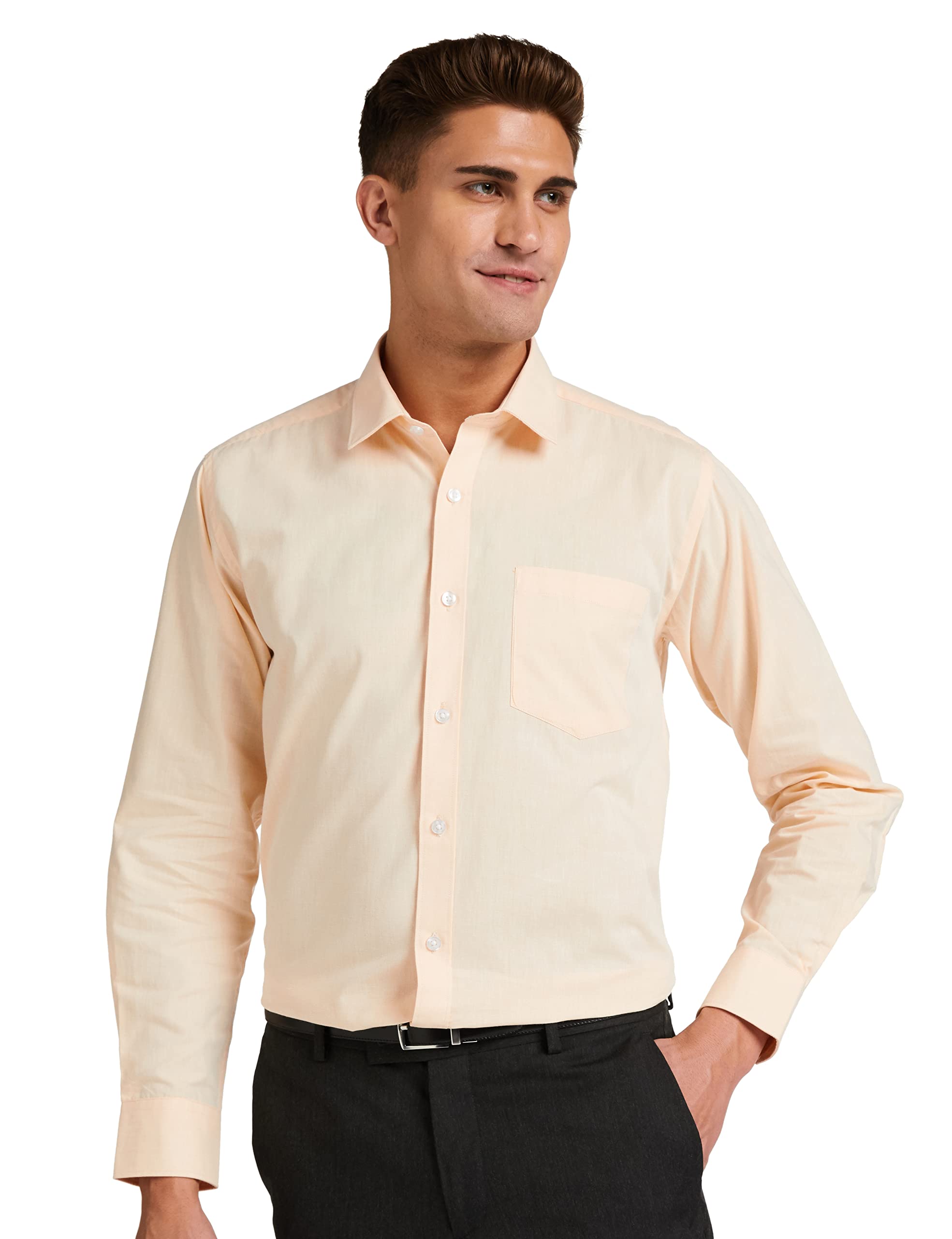 Amazon Brand - SymbolMen's Cotton Rich Formal Shirt | Plain | Full Sleeve - Regular Fit (Available in Plus Size)