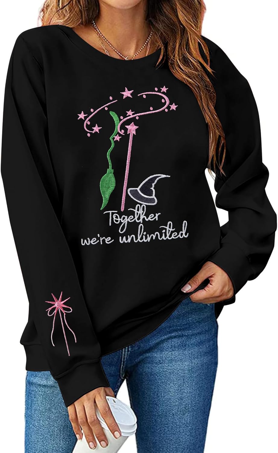 Musical Movie Sweatshirt for Women: Changed for Good Embroidered Long Sleeve Crewneck Loose Witches Pullover Top