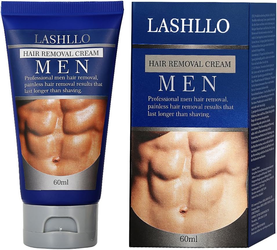 Hair Removal Cream for Men, Depilatory Cream, Natural Painless Permanent Thick Hair Removal Cream + Plastic Scraper, Used on Bikini,Underarm,Chest, Back, Legs and Arms for Men, 50ml