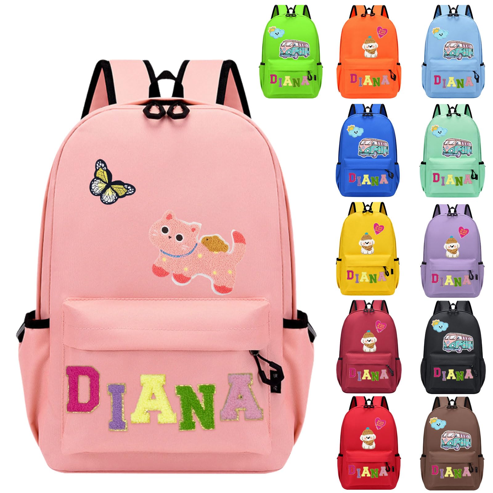 Custyoulife Boys Pink Custom Kids Backpack Personalised Name Bookbags School Bag For &Girls Baby Toddler Preschool Elementary Kindergarten Backpack Outdoors Overnight Birthday Christmas