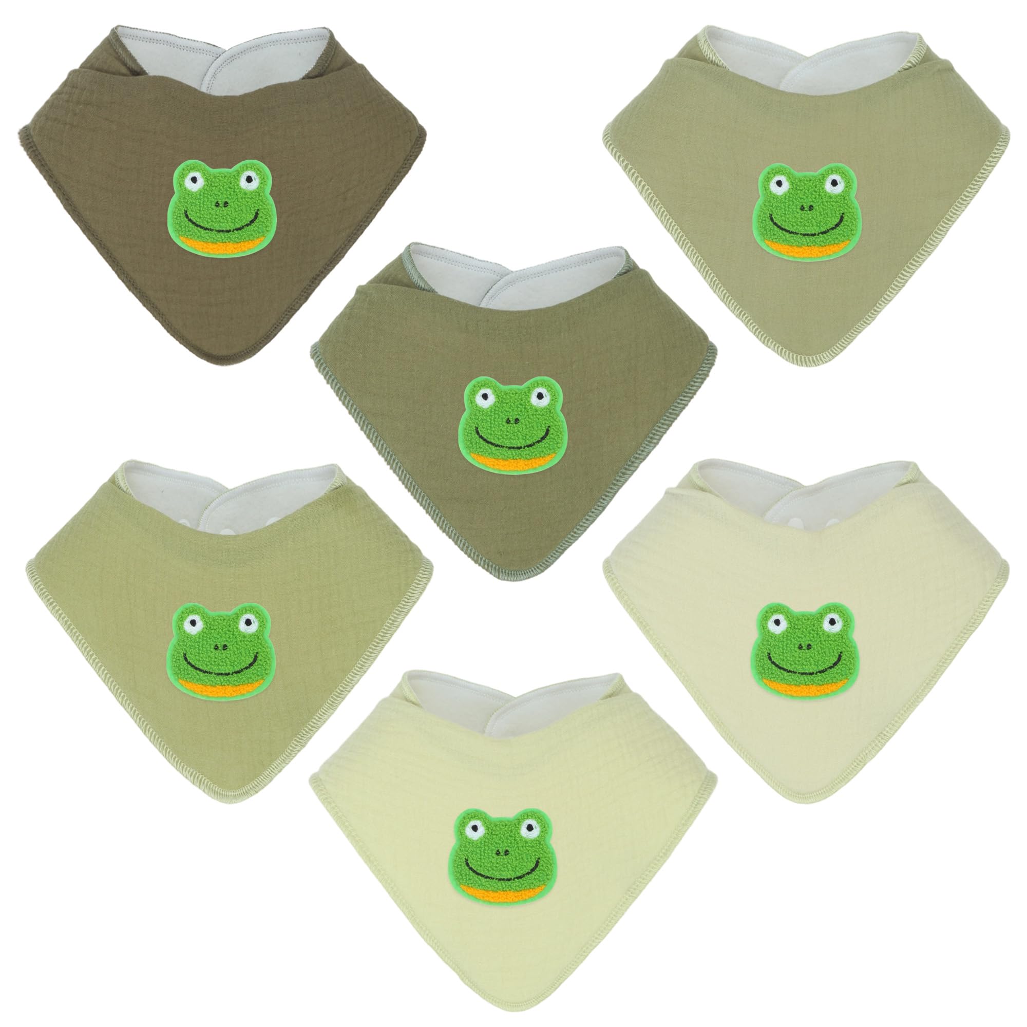 Benoxine Muslin Baby Bibs Soft and Absorbent Adjustable Baby Dribble Bandana Bibs with Adjustable Snaps for Unisex Baby Girls & Boys,6-Pack