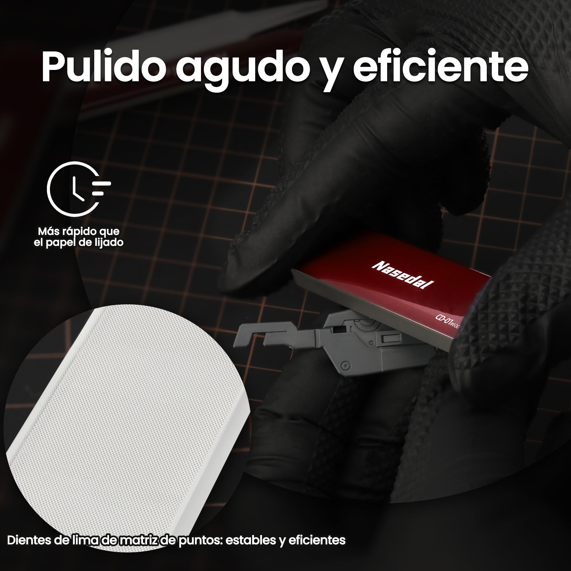3 Limas de Vidrio para Gundam, Lijado y Pulido #600-800, Reutilizable para Plástico, para Gunpla y Modelos a Escala de Plástico, Herramienta de Molienda con Estuche