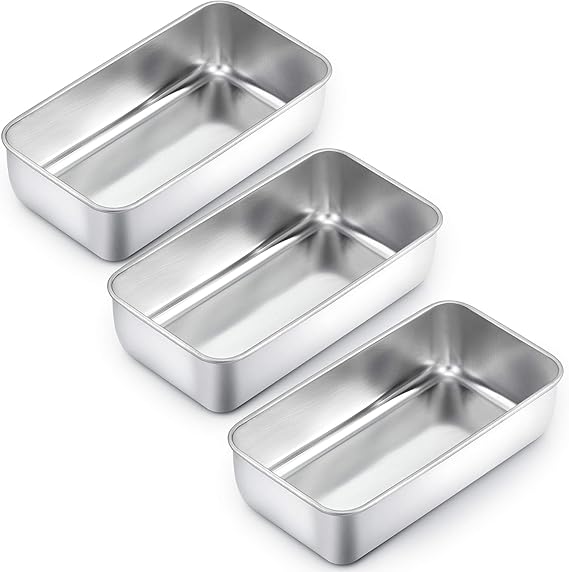 TeamFar Loaf Pans for Baking Bread, 9 × 5 Inch Stainless Steel Loaf Bread Pans Tins for Homemade Brownies, Healthy & Sturdy, Oven & Dishwasher Safe - Set of 2