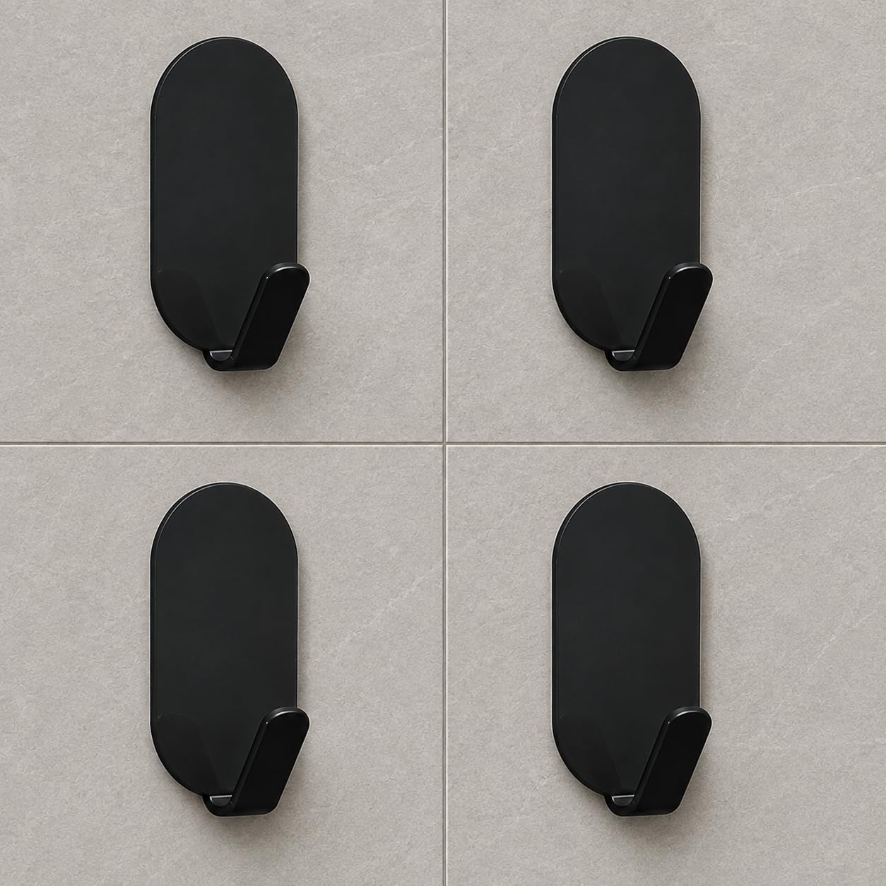 Self Adhesive Wall Hooks - Black Stainless Steel -1