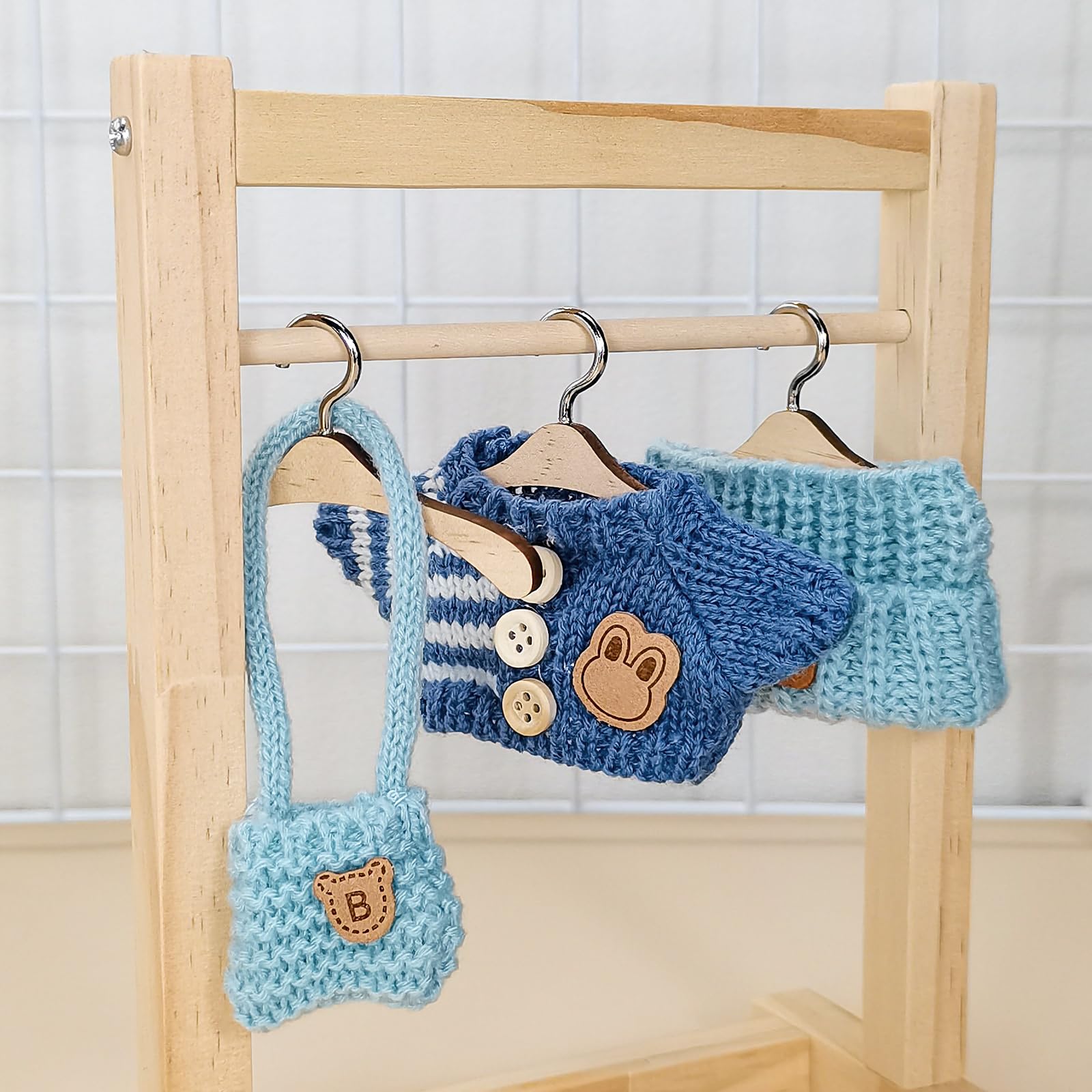 5 Pièces Pour Labubu Ensemble De Vêtements 17 Cm Mignon Pour Poupée Labubu Vêtements Et Accessoires Chaussures Chemise Pantalon Casque Guitare (sans Poupée) Bleu