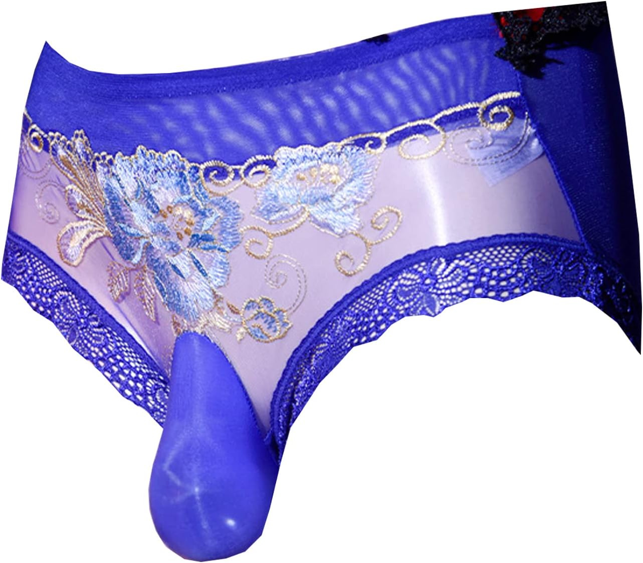 LESOYA Men's Sexy Sissy Lace Mesh Sheer Panties Low Rise Bikini Boxer Briefs Breathable Underwear