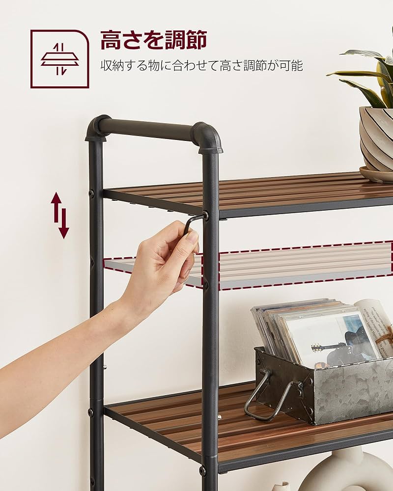 キッチン収納オープンシェルフ 大容量 ラック 収納棚 Amazon｜VASAGLE 棚 幅62cmラック 5段 オープンラック 収納