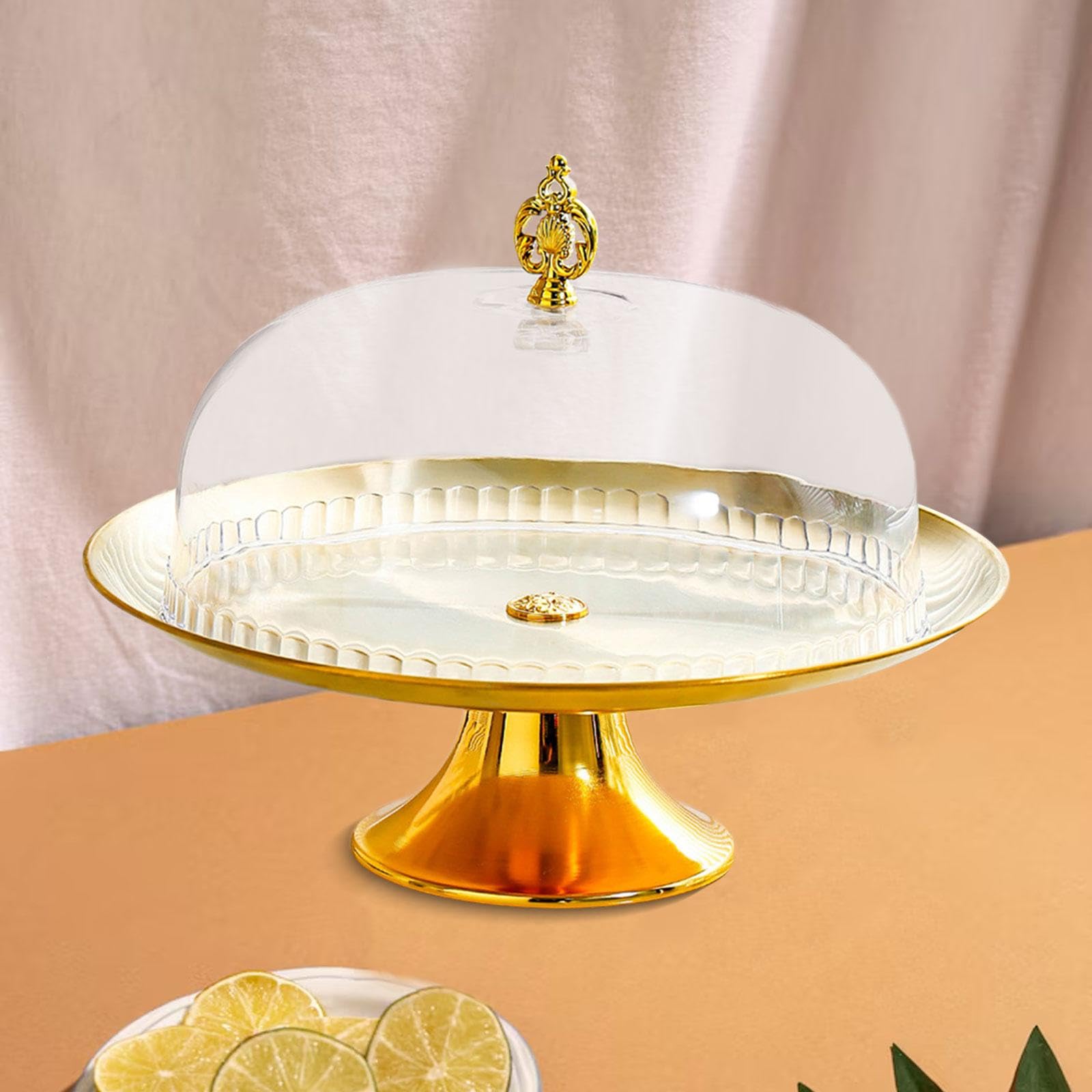 Présentoir à Gâteaux sur Pied, Polyvalent, Réutilisable et élégant, avec Couvercle En Forme de Dôme, Idéal pour Pâtisseries, Biscuits, Amuse-gueules E, 30 cm