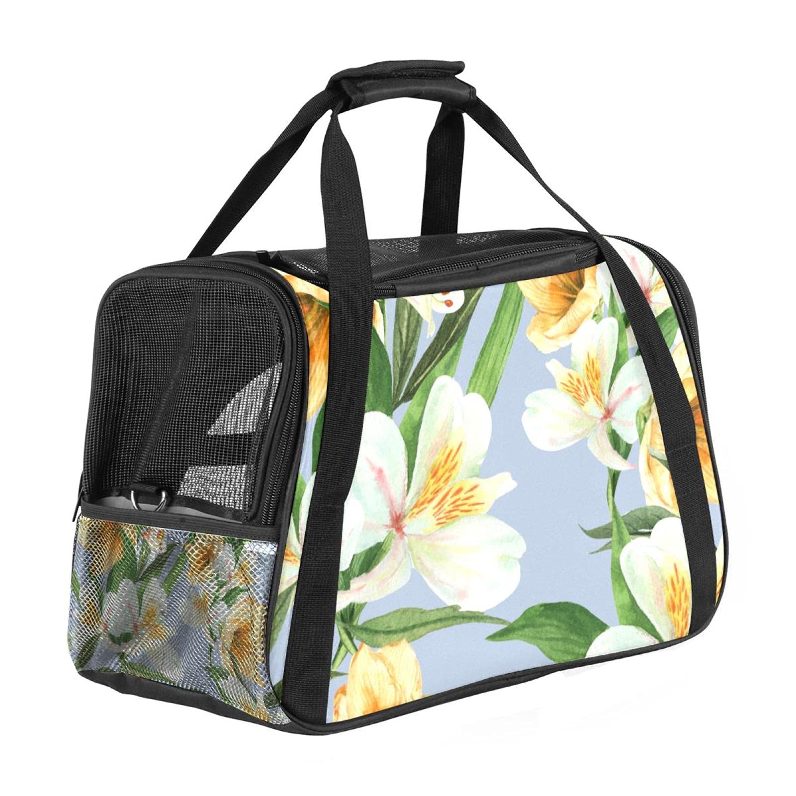 Sac de transport souple chat chien lys aquarelle bandoulière