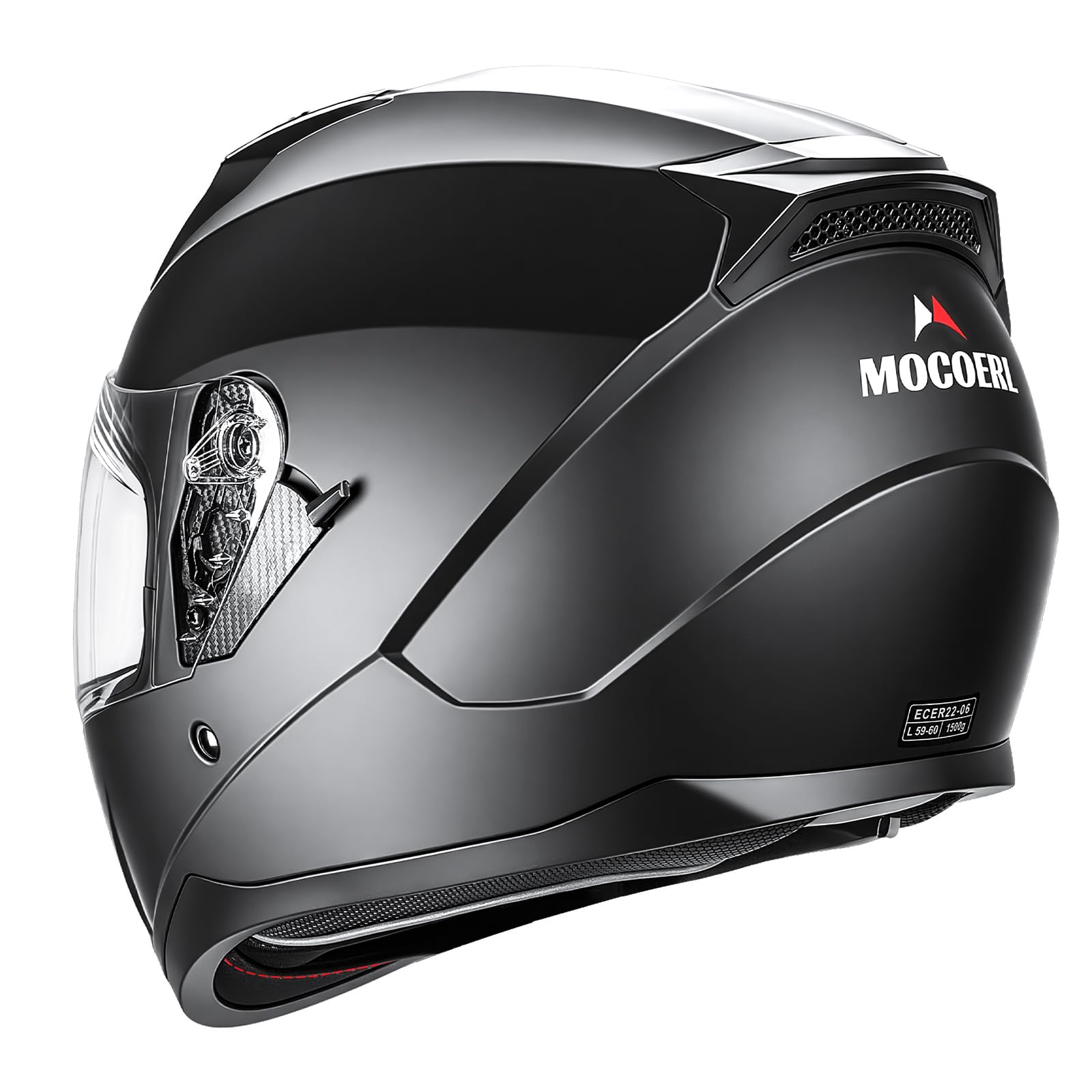 Integralhelm mit Sonnenblende | Motorradhelm Integralhelme | Motorradhelm Integralhelm Mofahelm ECE 22.06 | Kinn- & Kopfbelüftung | für Damen und Herren | Schwarz