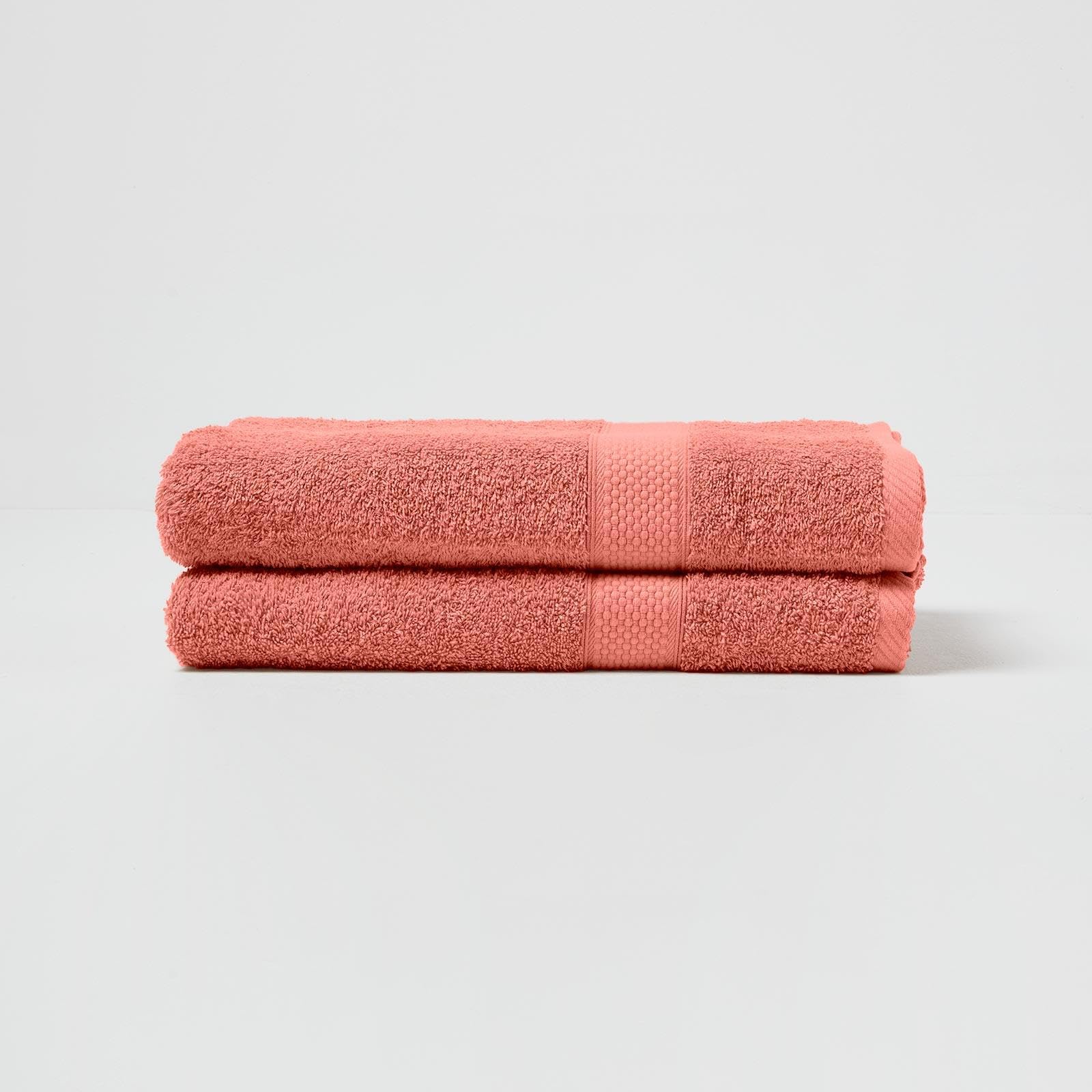 HOMESCAPES Burnt Orange Turkish Cotton Set of 2 Bath Towels Super Soft Thick & Absorbent 500 GSM Towel Heavy Weight for everyday Luxury