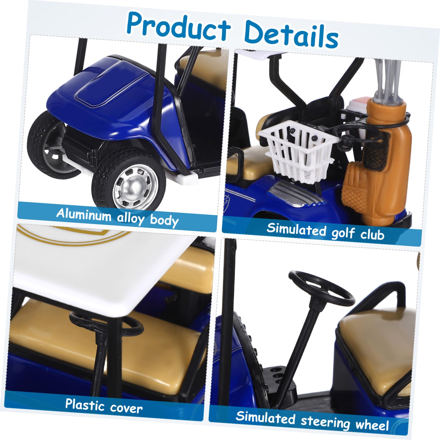 Diecast Golf Cart Model Realistic Decorative Desktop Golf Cart Pullback for Home Office Decor Modern Rustic Golf Cart Craft for Living Room Study