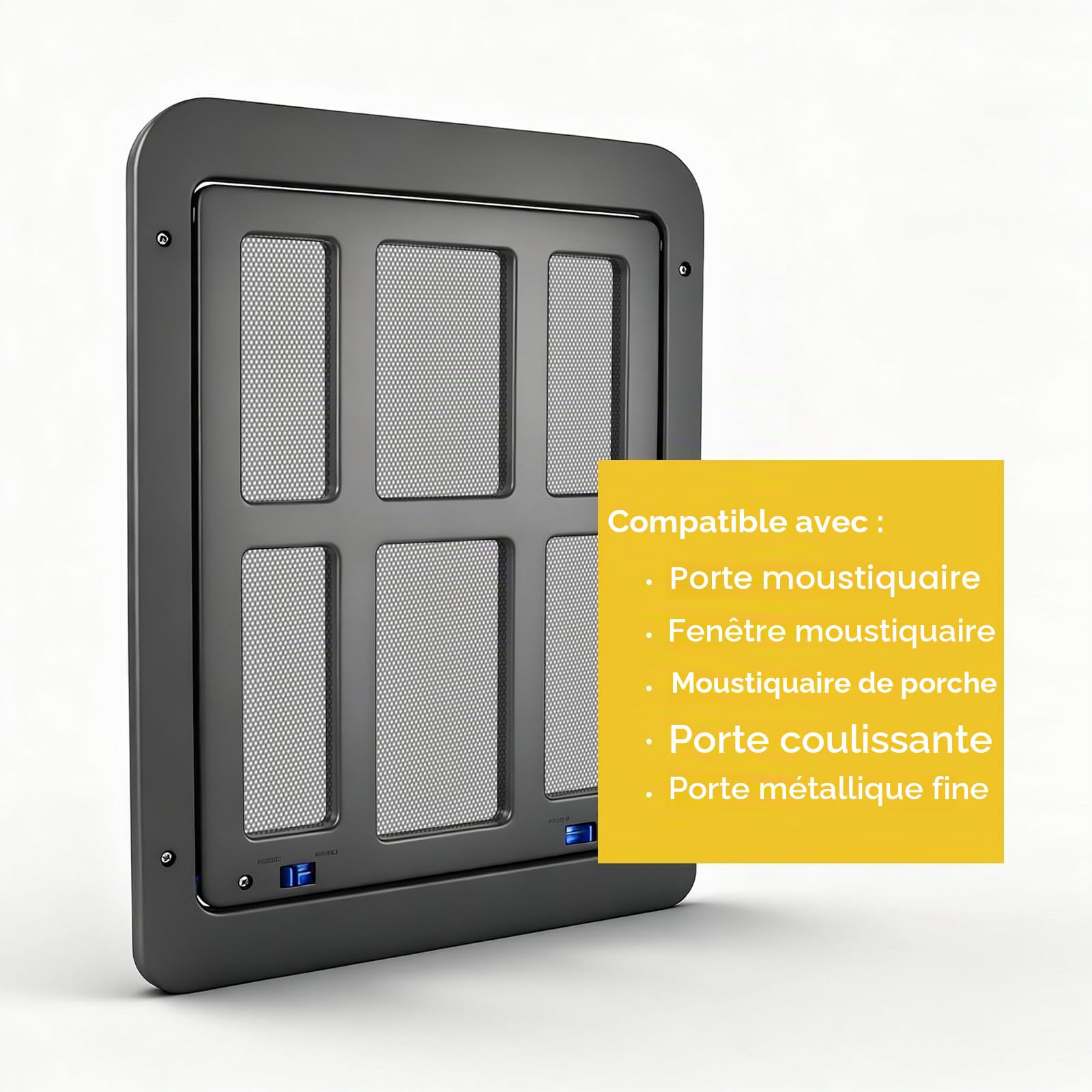 Fenêtre de Porte de Chien pour Porte Coulissante, Grande Porte de Chat pour Porte de Fil, Fenêtre ou Porche - Noir