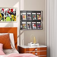 Vista 4 de FEMELI Estuche acrílico para tarjetas de béisbol, marco de tarjetas comerciales de 8 grados con protección UV, funda para tarjetas deportivas