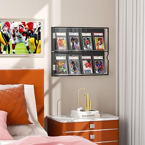Miniatura 4 de FEMELI Estuche acrílico para tarjetas de béisbol, marco de tarjetas coleccionables con 8 grados con protección UV, funda para tarjetas deportivas de