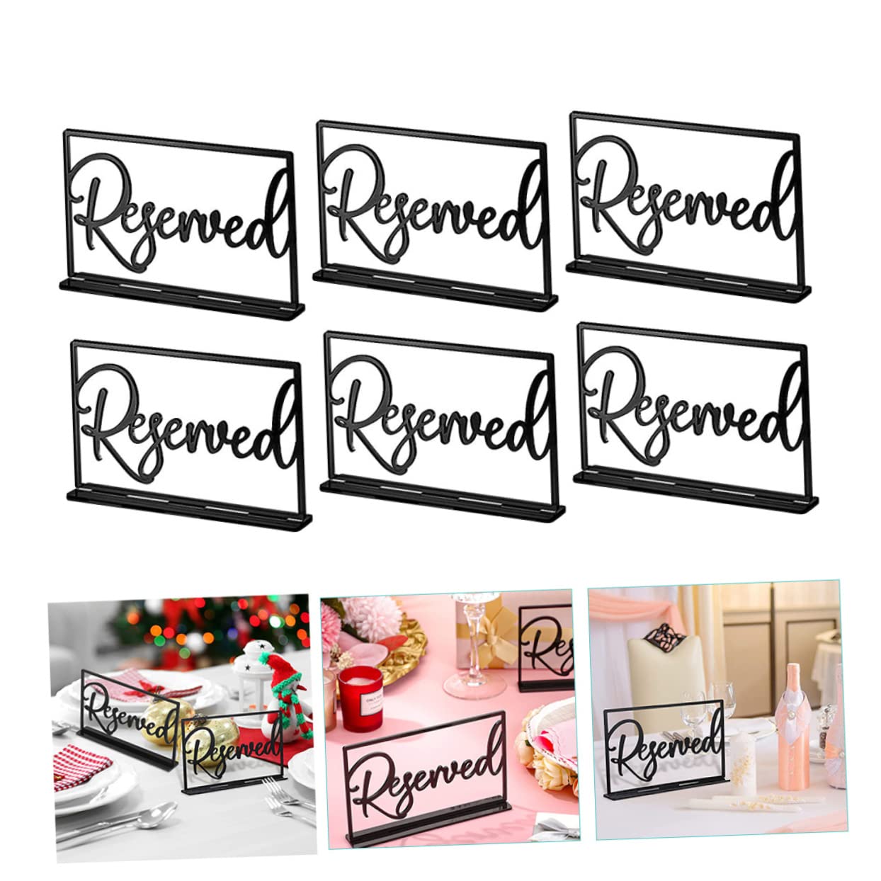 Amosfun 12 Piezas Tablero De Reserva De Asientos Titular De Tarjetas De Lugar De Bodas Letreros Decorativos De Asientos Reservados Signo Reservado De Boda Signos De Mesa Black Acrílico