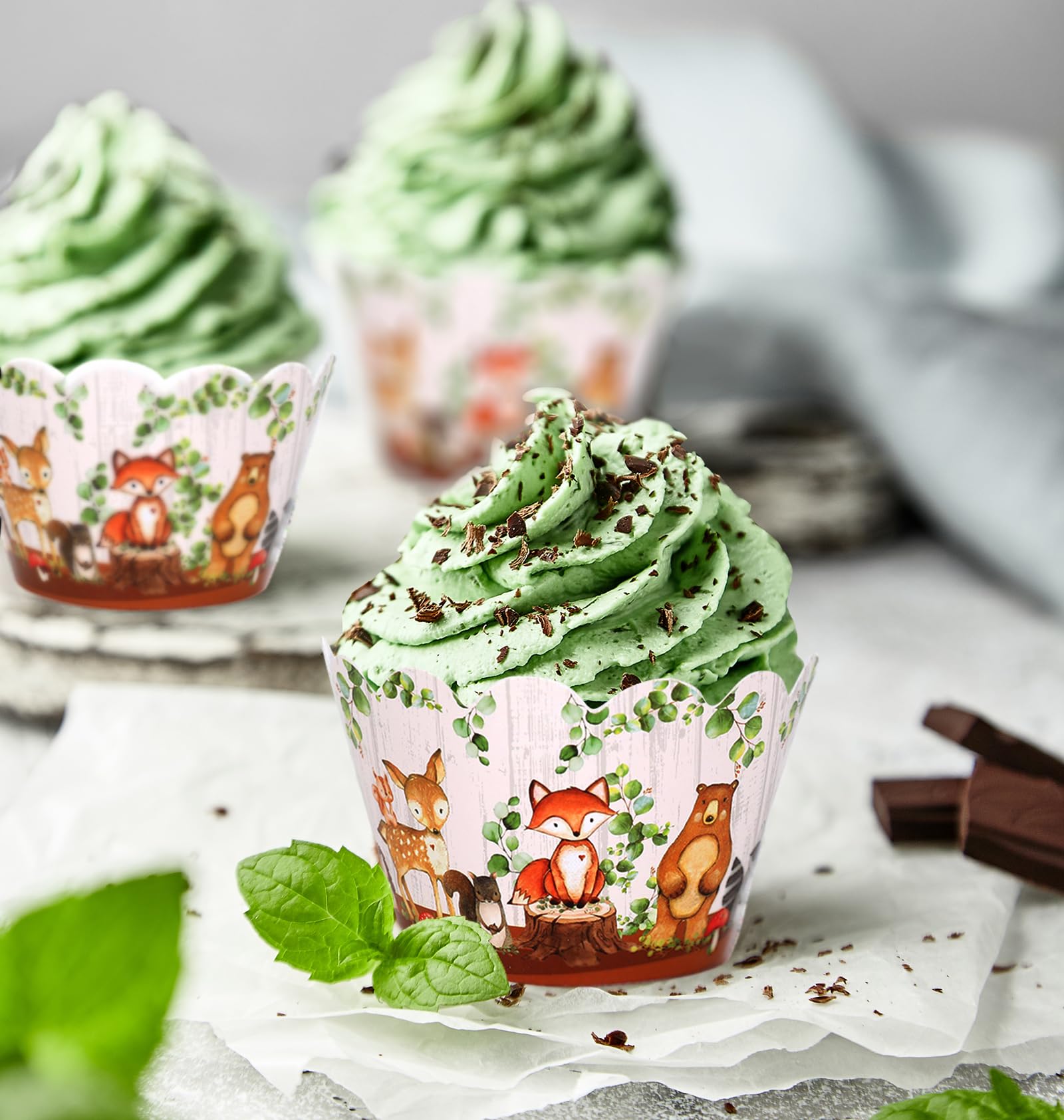Dinosaure Cupcake Wrappers Toppers Décoration,24 Dinosaure Wrappers Et