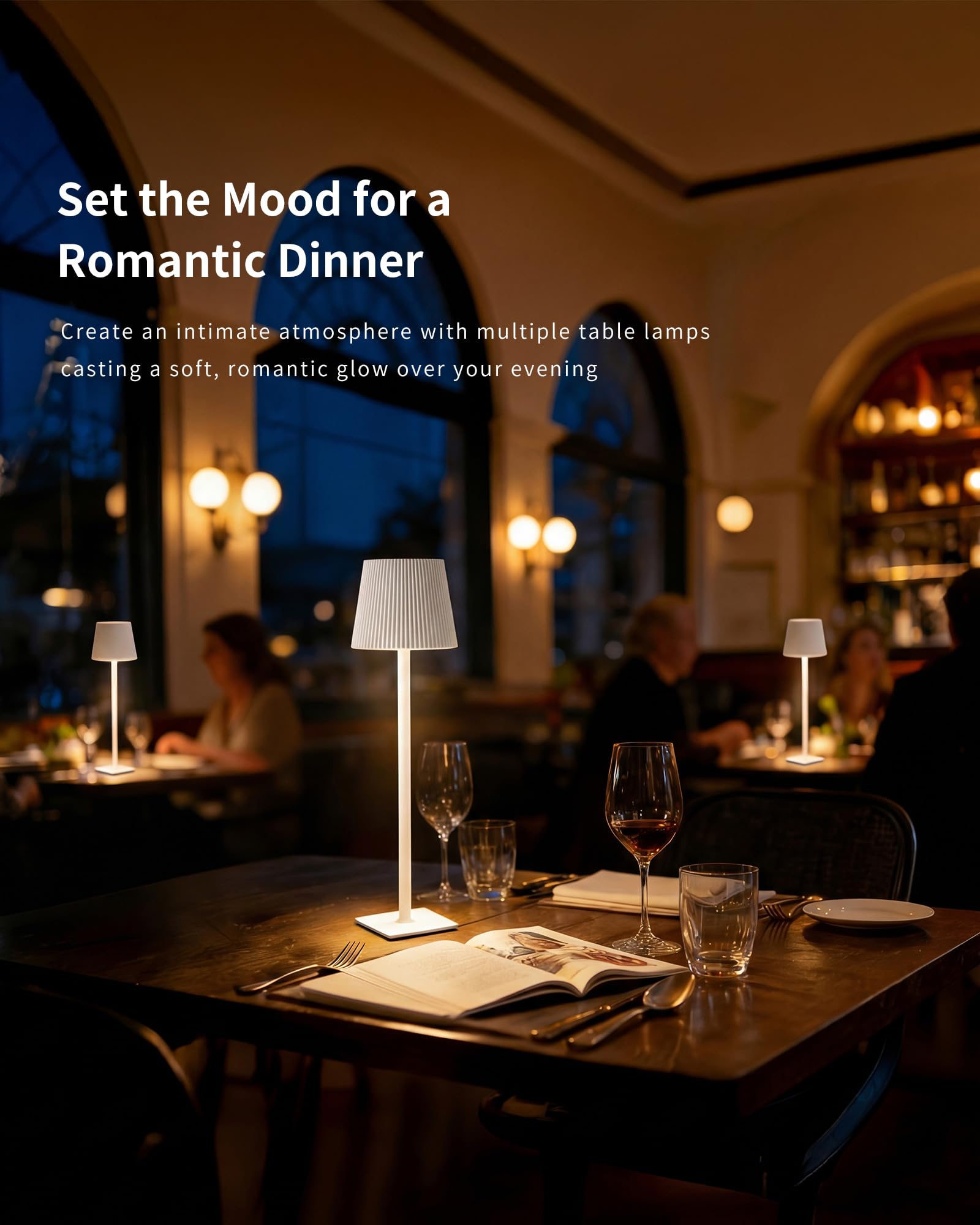 Lampes de Table Sans Fil LED 5200mAh, IP54 Étanche, Lampes de Chevet Rechargeables Dimmables, 3 Températures de Couleur, Longue Autonomie, Chambre, Salon, Jardin, Terrasse, 2 Pièces