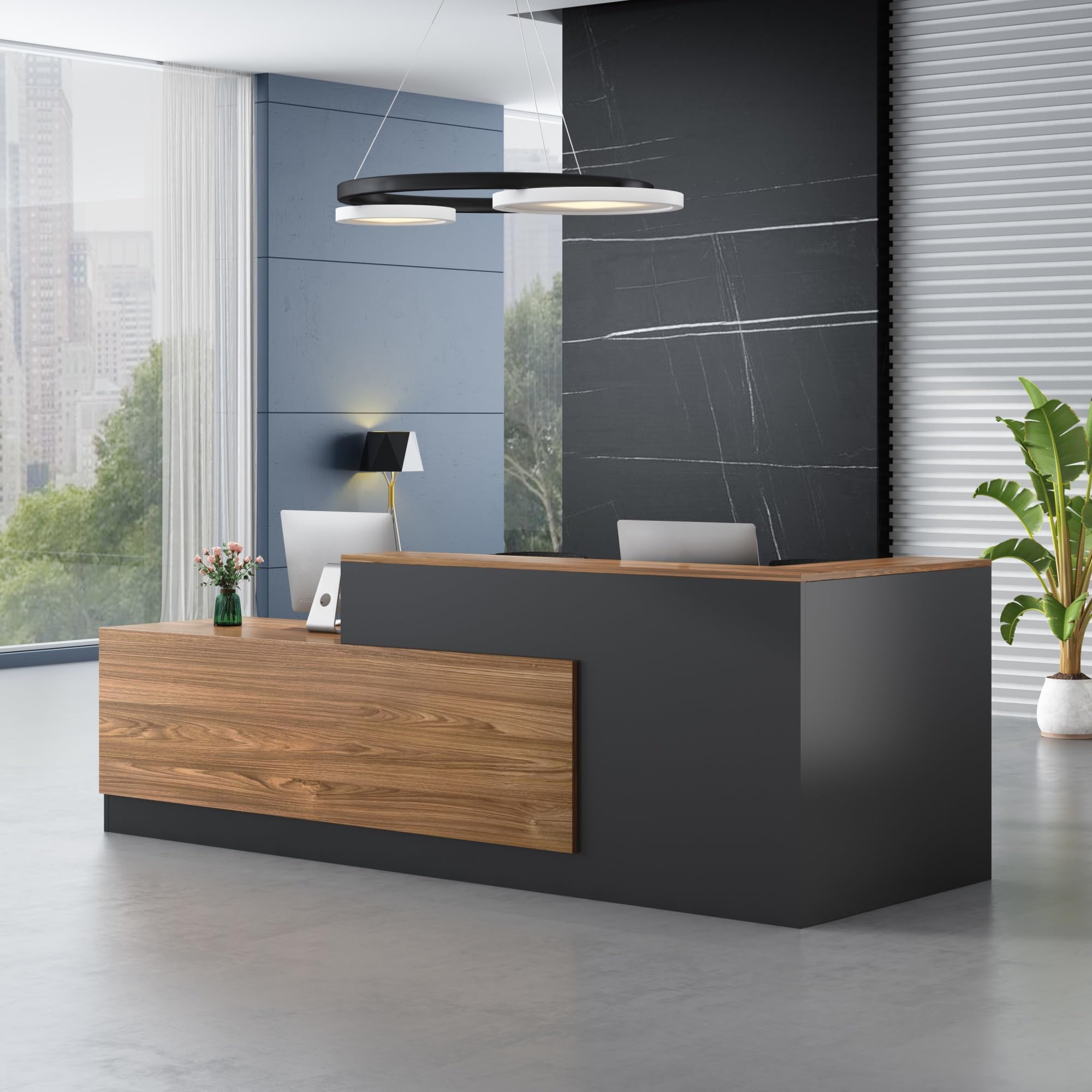 Modern Wooden Reception Desk with Counter and Lockable Drawers, L-Shaped Office Reception Desk for Beauty Salon and Retail Checkout, Front Desk Reception Counter for Office Lobby ( Color : European oa