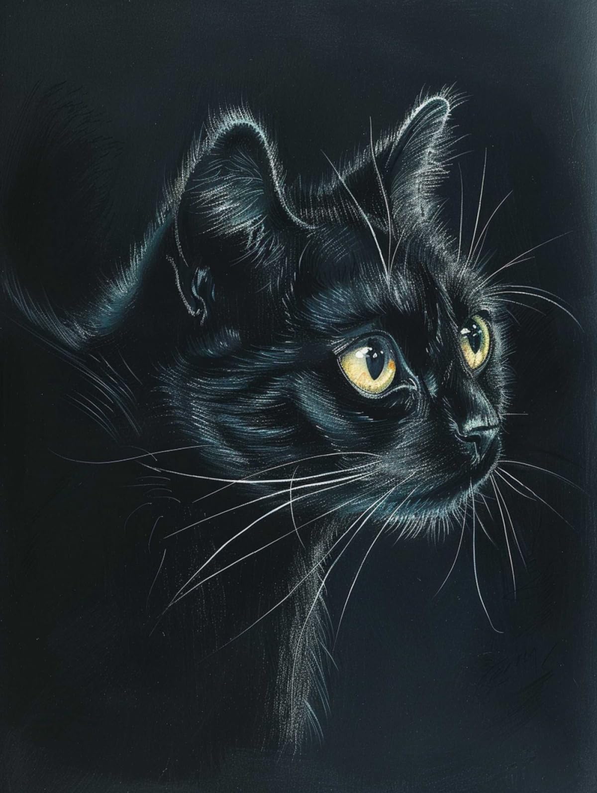 Tapis point noué chat noir 31x63in pour adulte et broderie