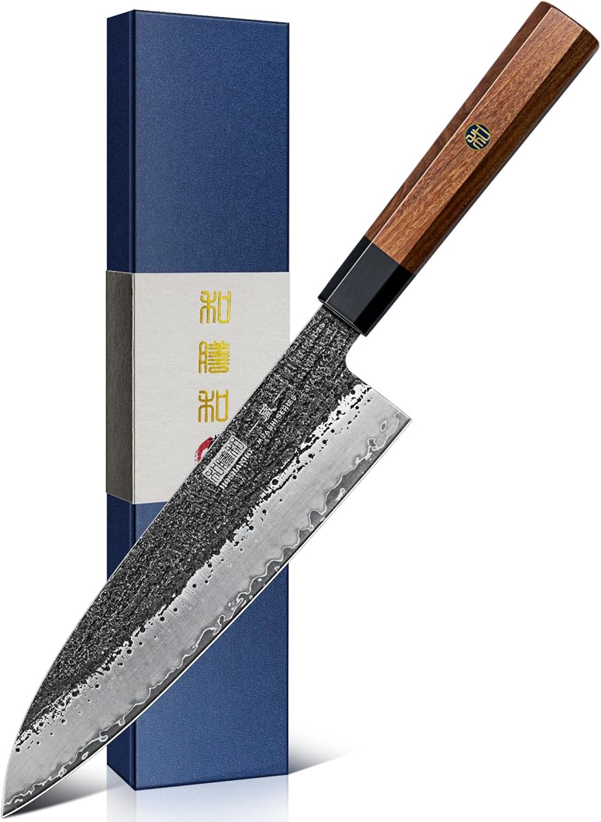 HOSHANHO 8 Inch Chef Knife, 9 Layers 10CR15MOV High Carbon Steel Kitchen Knife, Japanese Professional Gyuto Chefs Knives with Octagonal Rosewood Handle