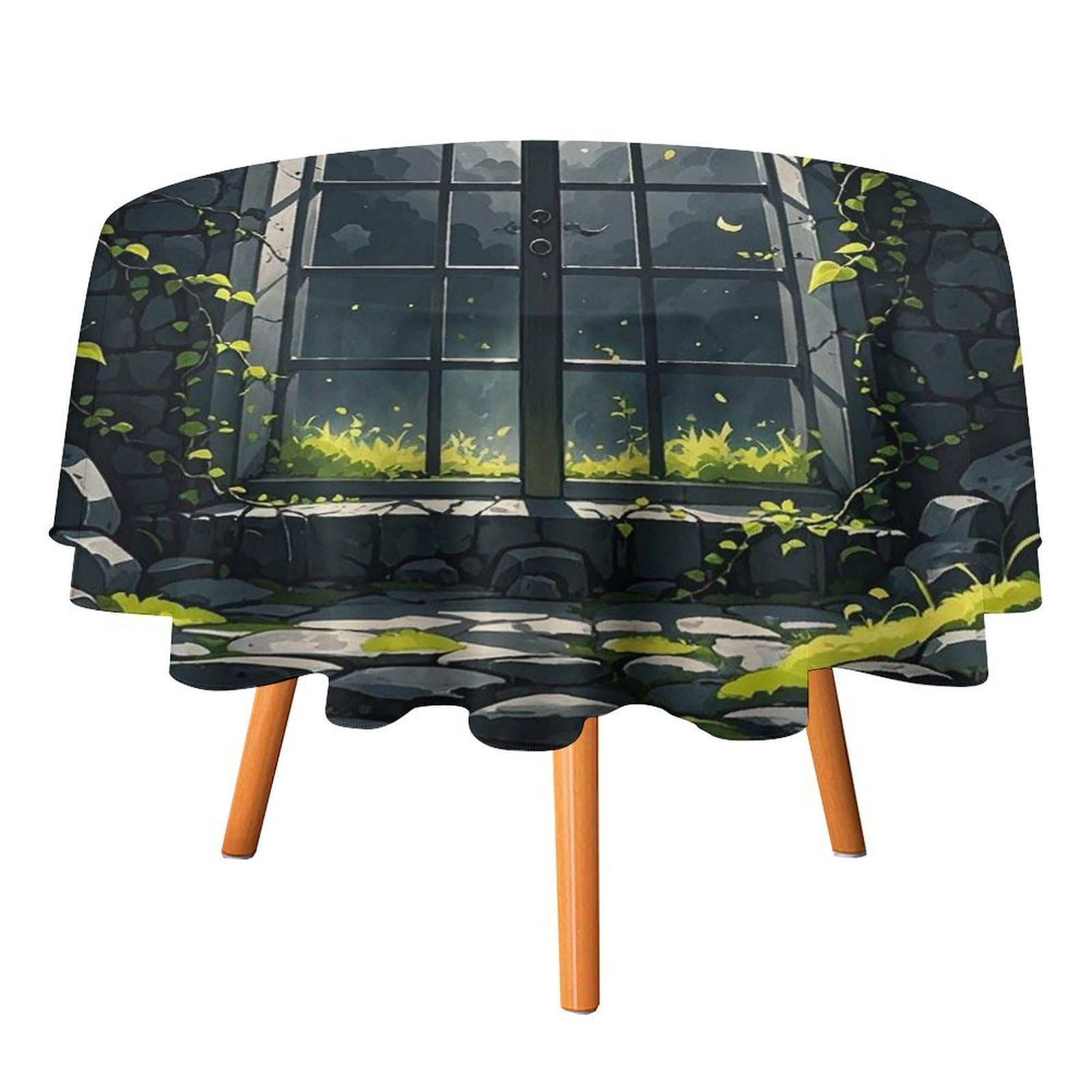 SMAZDFXX Spooky and Broken Tablecloth 50x50in Round Table Cloth Durable Polyester, Washable Stain Resistant Table Cover for Indoor Outdoor (Picnic, Dining, Party)