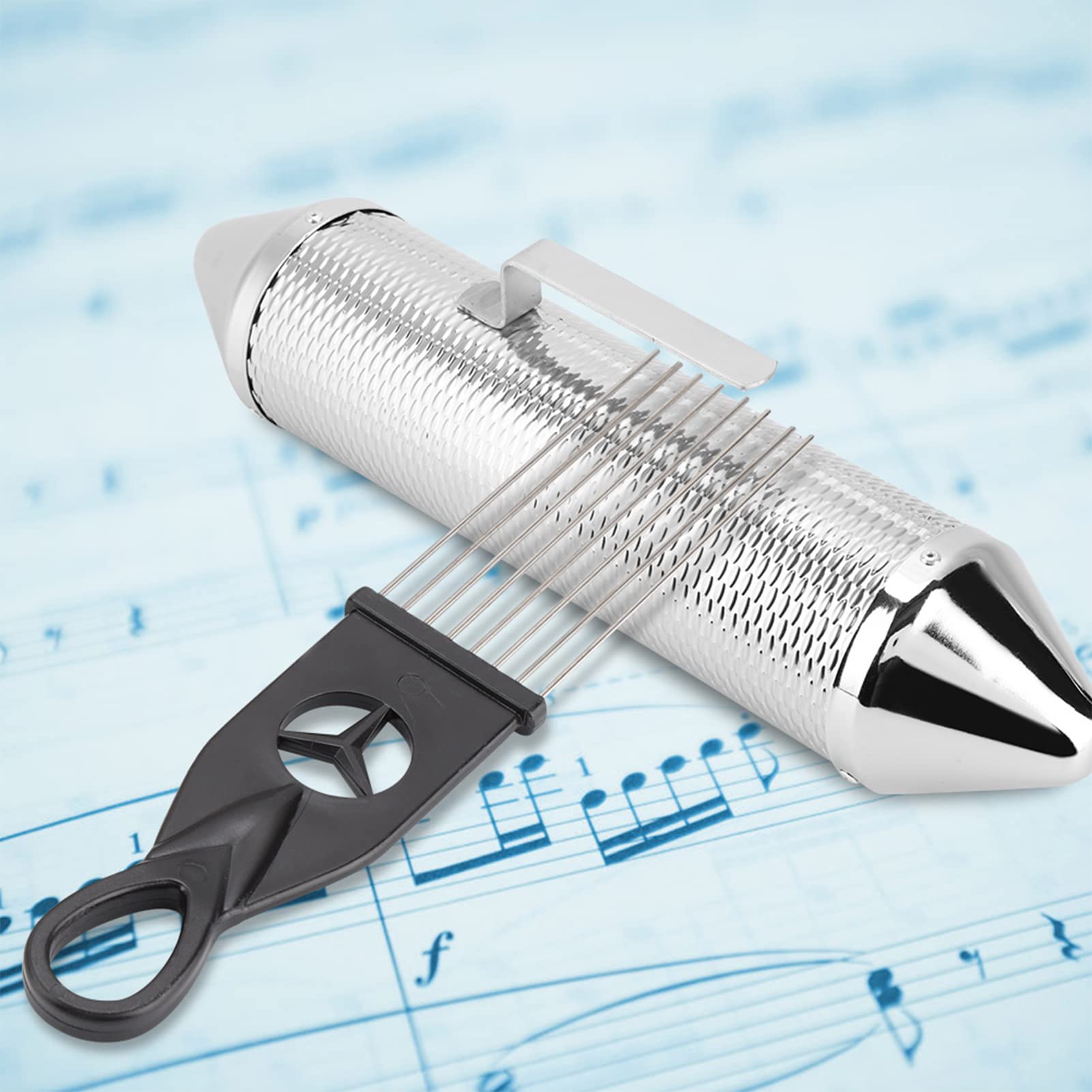 Instrument de Percussion Guiro en Acier Inoxydable avec Grattoir Outil de Formation Musicale pour Performance Professionnelle ou Amateur