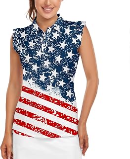 Womens Sleeveless Golf Shirt Ruffle Sleeve Polo Shirts Moisture Wicking Golf Apparel Tennis Shirts Golf Tank Tops