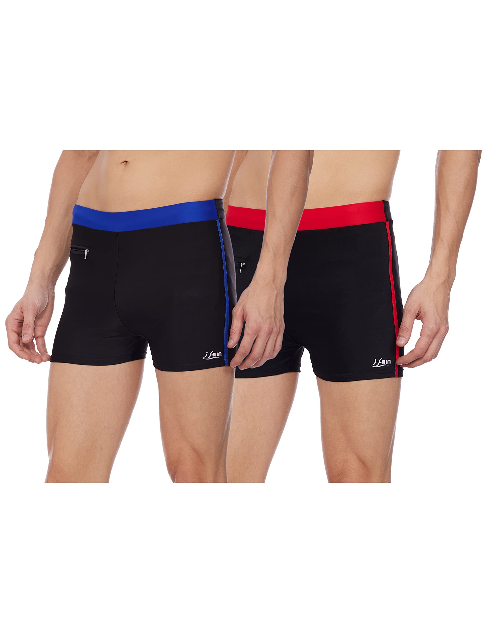 I-Swim Mens Costume Is-010 Size 2Xl Black/Red With Is-010 Size 2Xl Black/Blue Pack Of 2 And Swimming Goggles Is-508