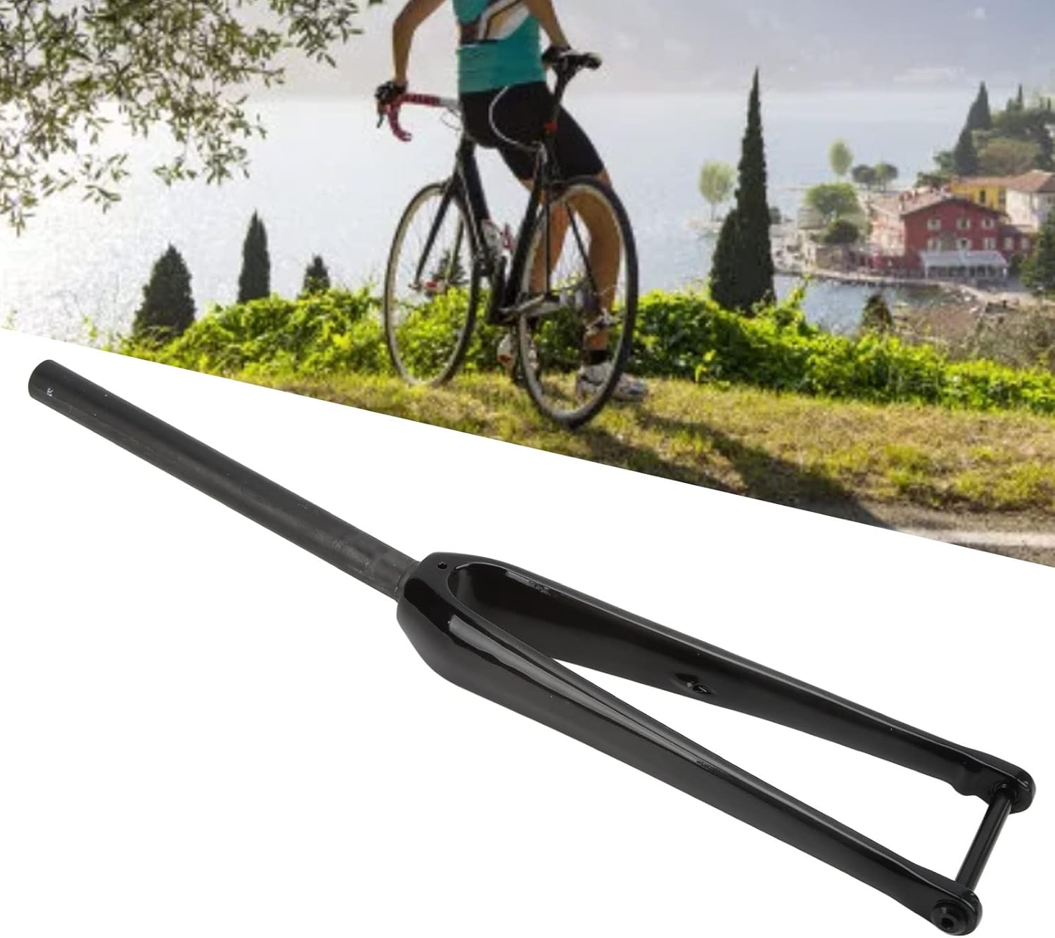 Carbon Fiber Straight Tube Fork, Full Carbon Fiber Bike Front Fork Road Bicycle Straight Tube Rigid Disc Brake Fork Bicycle Parts(UD Light)