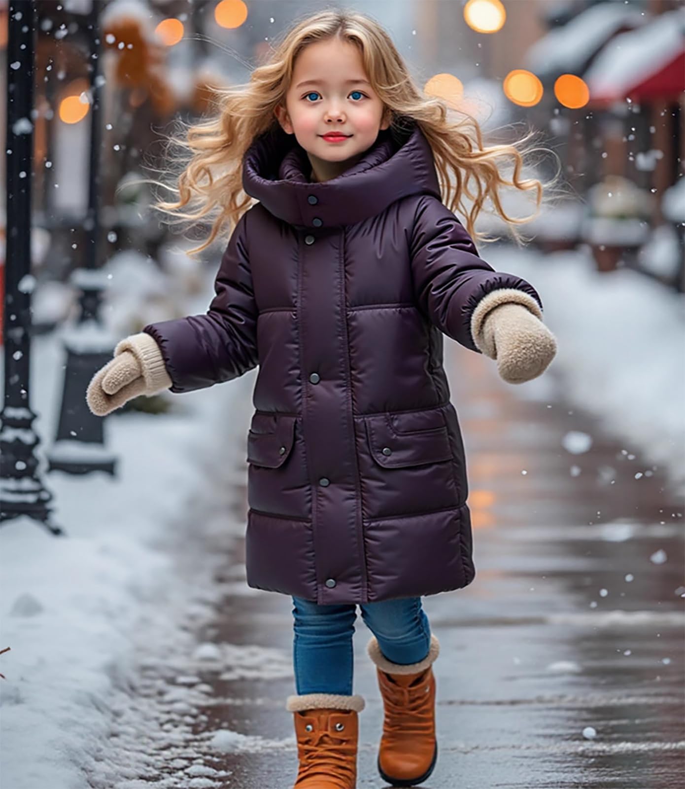 Cappotti Inverno per Ragazze Piumino Bambino Ragazza di media lunghezza cappotti caldi imbottitura in cotone tipo piumino