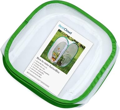 RESTCLOUD Insect and Butterfly Habitat Cage Terrarium Pop-up 12 X 12 X 12 Inches with Zipper Protection