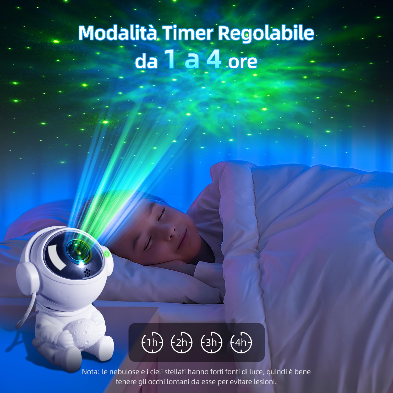Carehabi Proiettore di Stelle Astronauta, Lampada a Stella a Proiezione Temporizzata con Telecomando, Luce Notturna Magnetica Colorata dell'astronauta per Bambini, Adulti, Camera da Letto