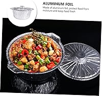 Vista 2 de Sartén de aluminio de Navidad con tapas, bandejas redondas de aluminio para mesa de nachos, recipiente para tartas, recipiente de papel de aluminio