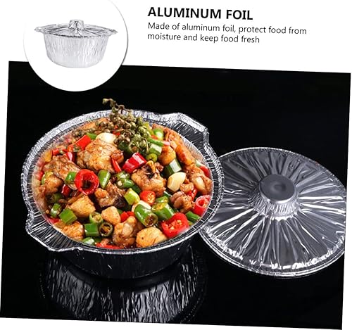 Miniatura 2 de Sartén de aluminio de Navidad con tapas, bandejas redondas de aluminio para mesa de nachos, recipiente para tartas, recipiente de papel de aluminio,