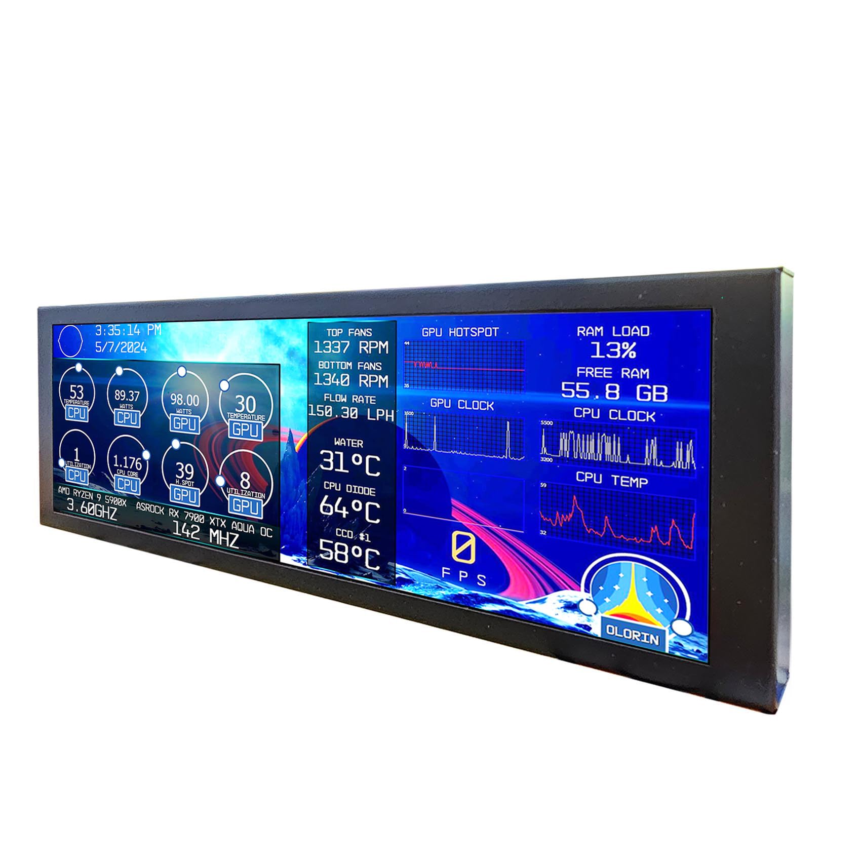 VSDISPLAY Mini Monitor IPS de 7.84 Pulgadas 1280 x 400 Pantalla LCD | como PC/computadora/Velocidad de Temperatura CPU GPU Pantalla Secundaria