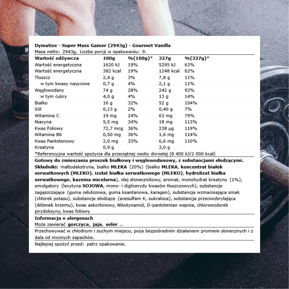 Dymatize Super Mass Gainer Glucide Gourmet Vanille 2,9 kg - Poudre Weight-Gainer + Glucides BCAA et Caséine
