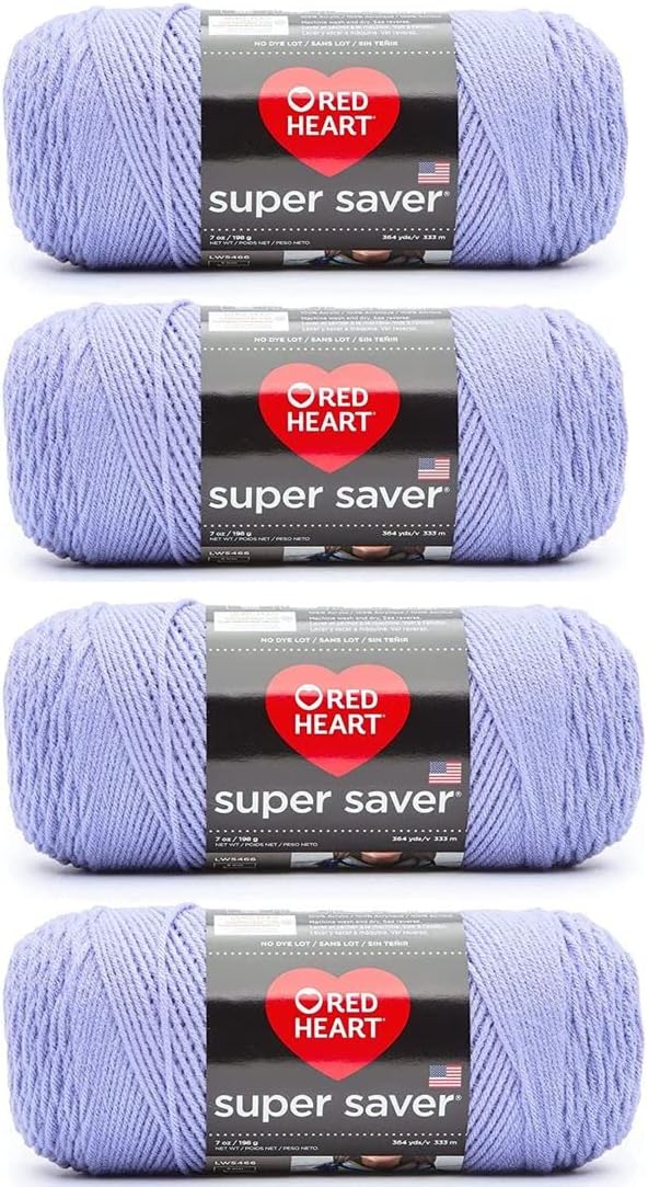 Bulk Buy - Red Heart Super Saver Light Jasmine Yarn - 4 Pack of 7oz/198g - Acrylic - 4 Medium (Worsted) - 364 Yards - Knitting/Crochet