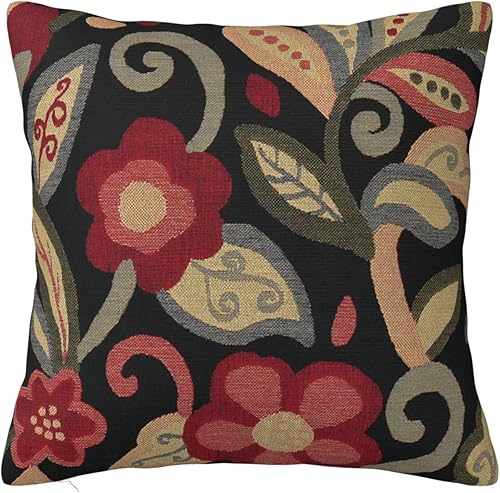 Miniatura 1 de Fundas de almohada contemporáneas con diseño floral, rojo, naranja y negro, decoración del hogar, sofá, rústico, para sala de estar, dormitorio,