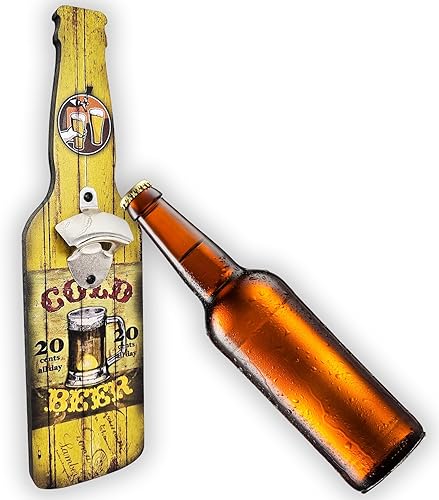 Abridor de botellas de cerveza retro para montaje en pared, para decoración vintage de cueva de hombre, gran regalo para hombre.