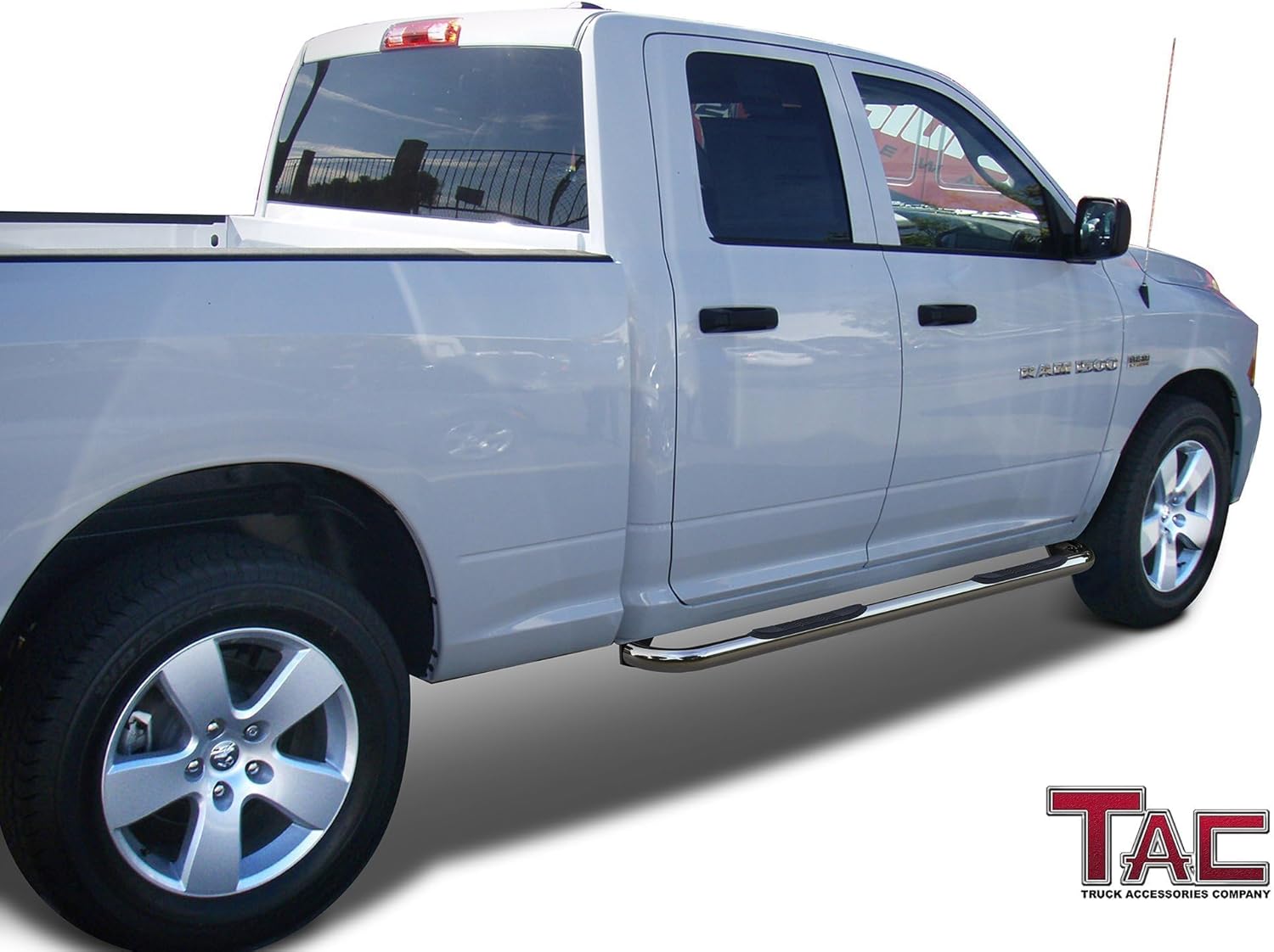 TAC Side Steps Fit 2009-2018 RAM 1500 Quad Cab | 2019-2024 RAM 1500 Classic Quad Cab Pickup Truck 3" Stainless Steel Side Bars Nerf Bars Step Rails Running Boards Off Road Accessories 2Pcs